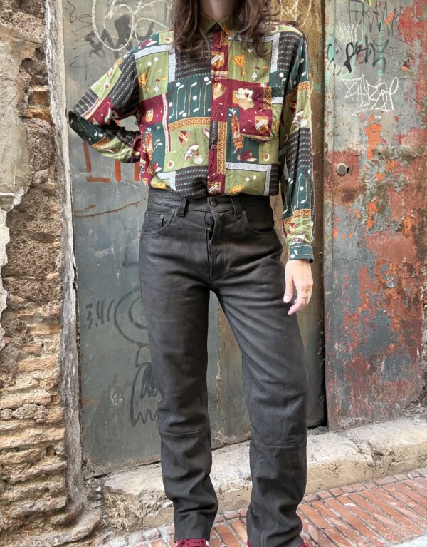 Pantalone in vera pelle marrone