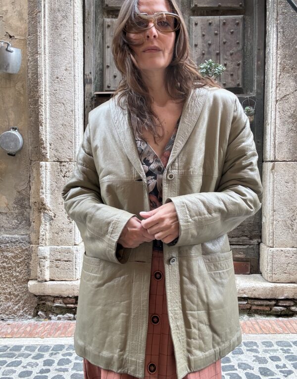 Giacca di pelle verde