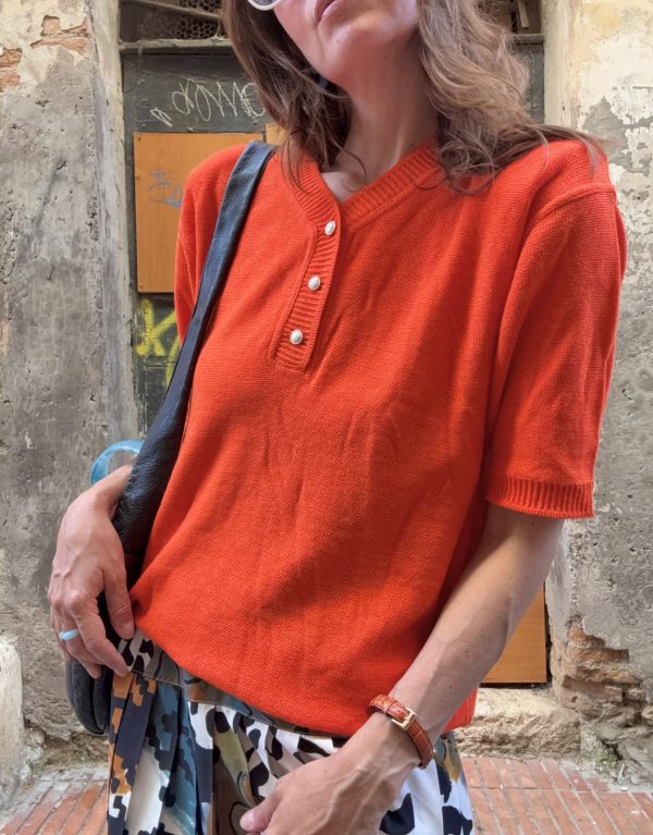 Polo in filo arancione