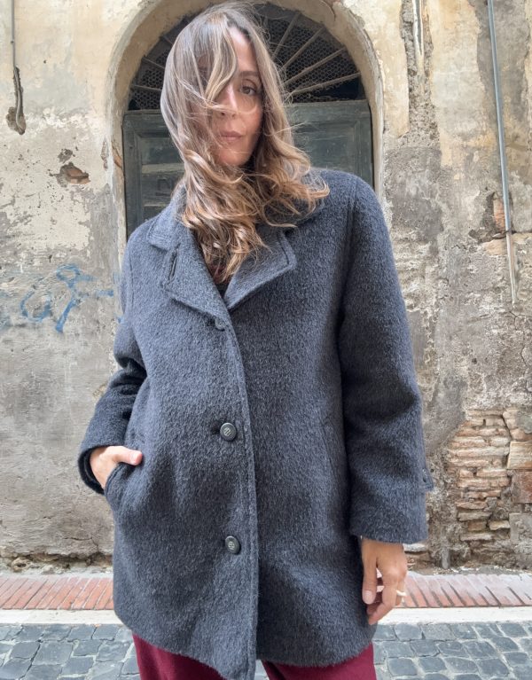 Cappotto in alpaca e lana – Grigio antracite 🐰
