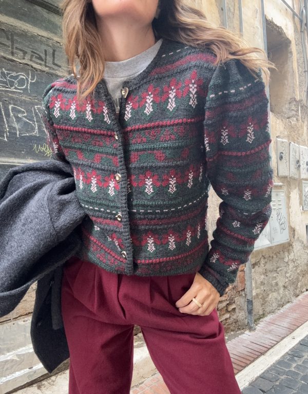 Cardigan jacquard – motivo floreale