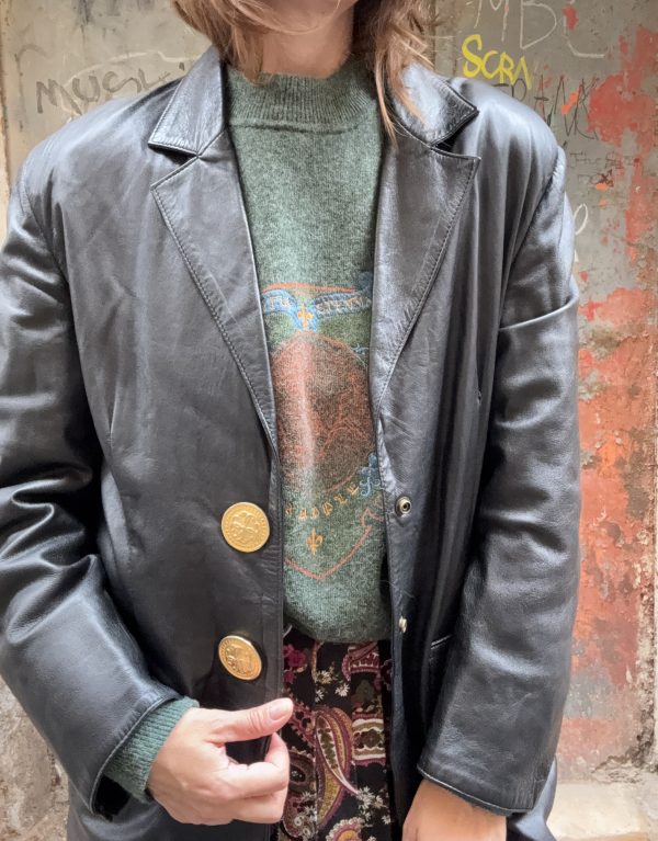 ✨ Giacca vintage nera in vera pelle  ✨