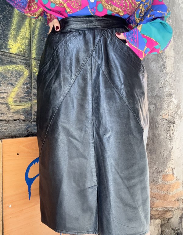 Gonna in vera pelle nera – Taglia M