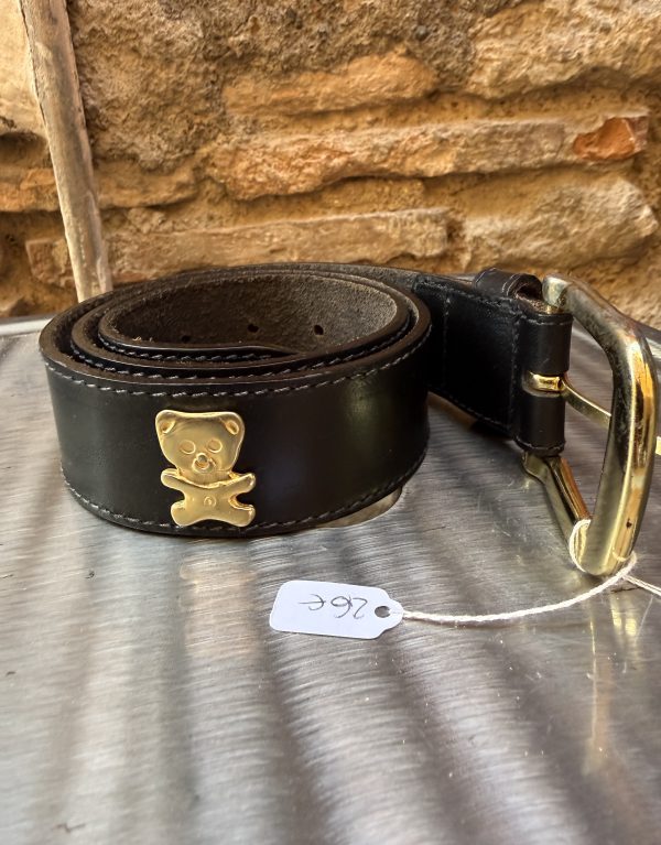 Cintura in vera pelle nera con orsetti dorati 🐻