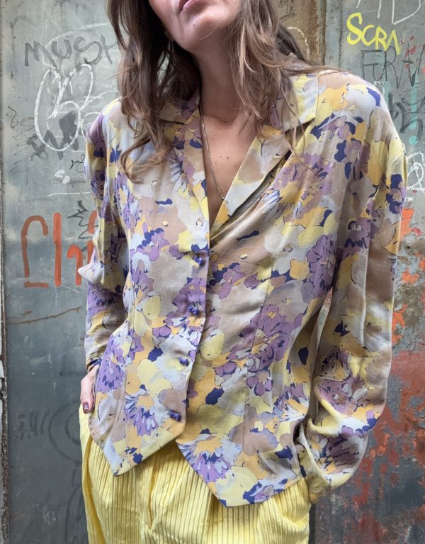 Camicia sartoriale floreale – Taglia S/M 💛💜