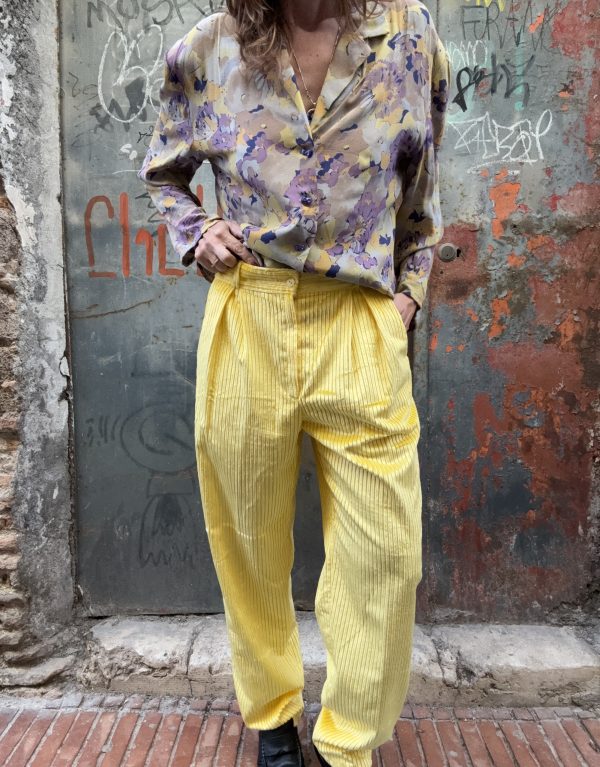 PANTALONE IN VELLUTO A COSTE GIALLO 🐥